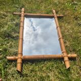 Antique turned wooden mirror