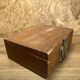 Old wood and brass box, decoration loft workshop, furniture of trades