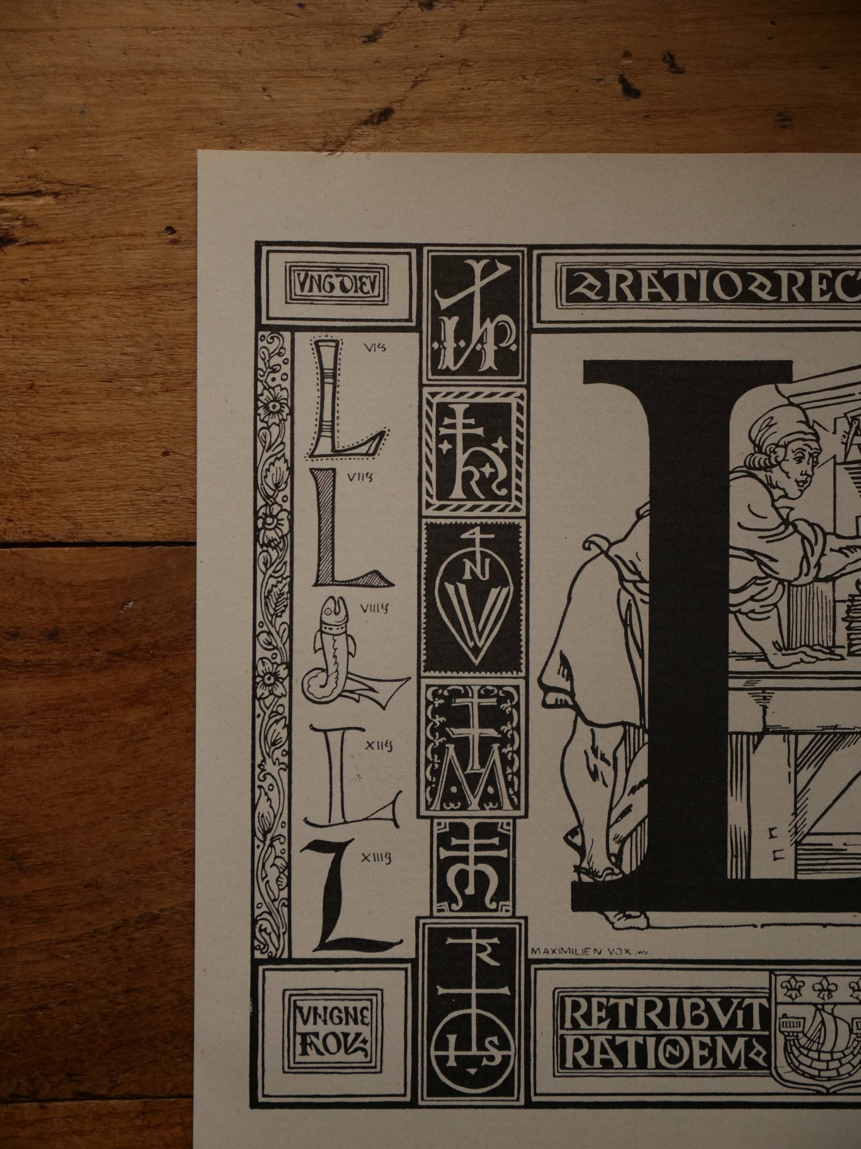 Lithograph on the letter L