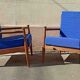 Pair of scandinavian armchairs in solid teak 50s
