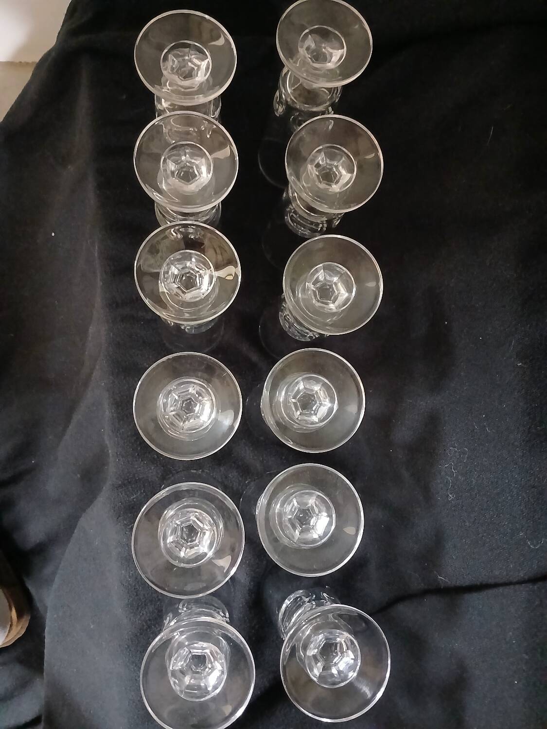 12 antique crystal champagne flutes