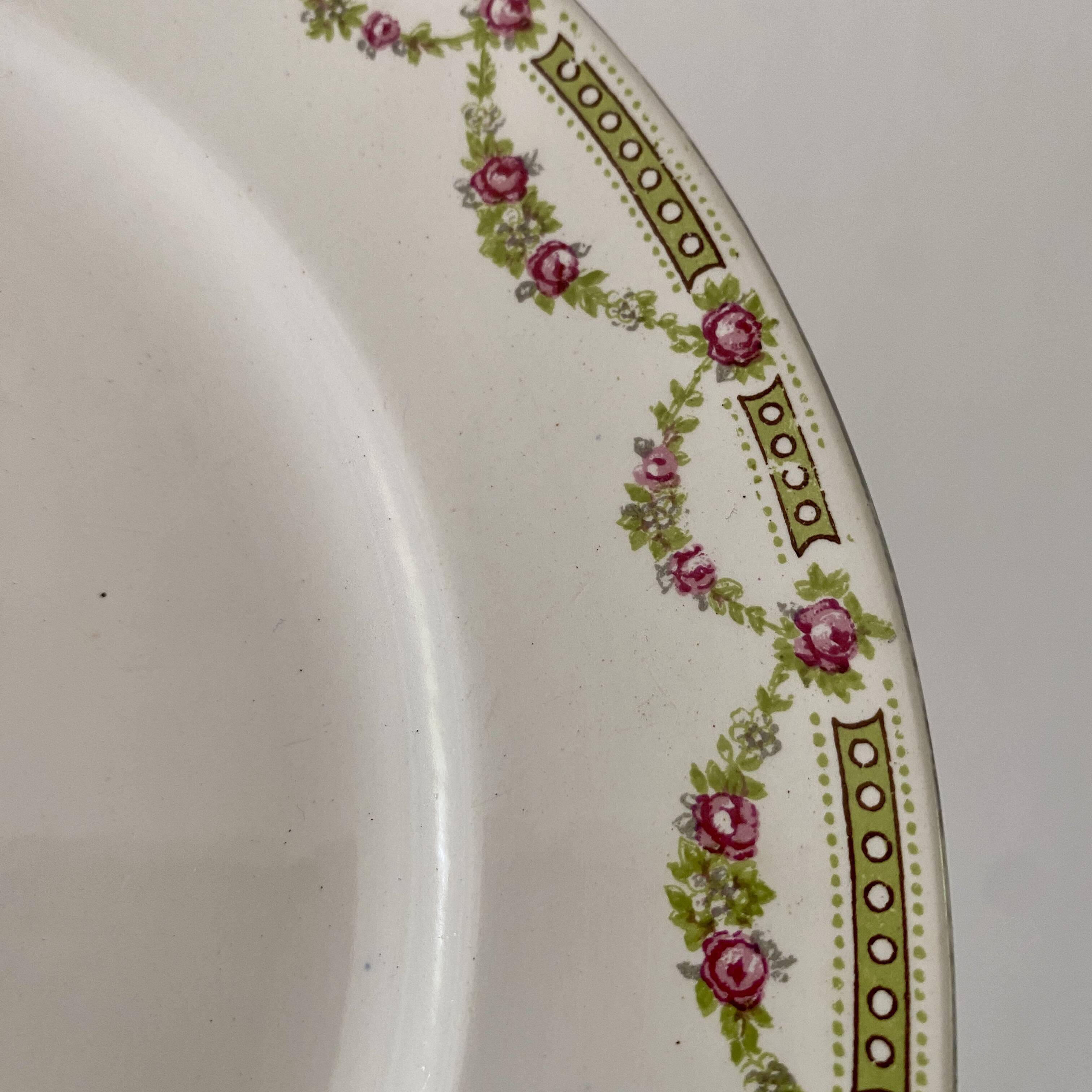 Set of 6 vintage flat ironstone plates - Sarreguemines