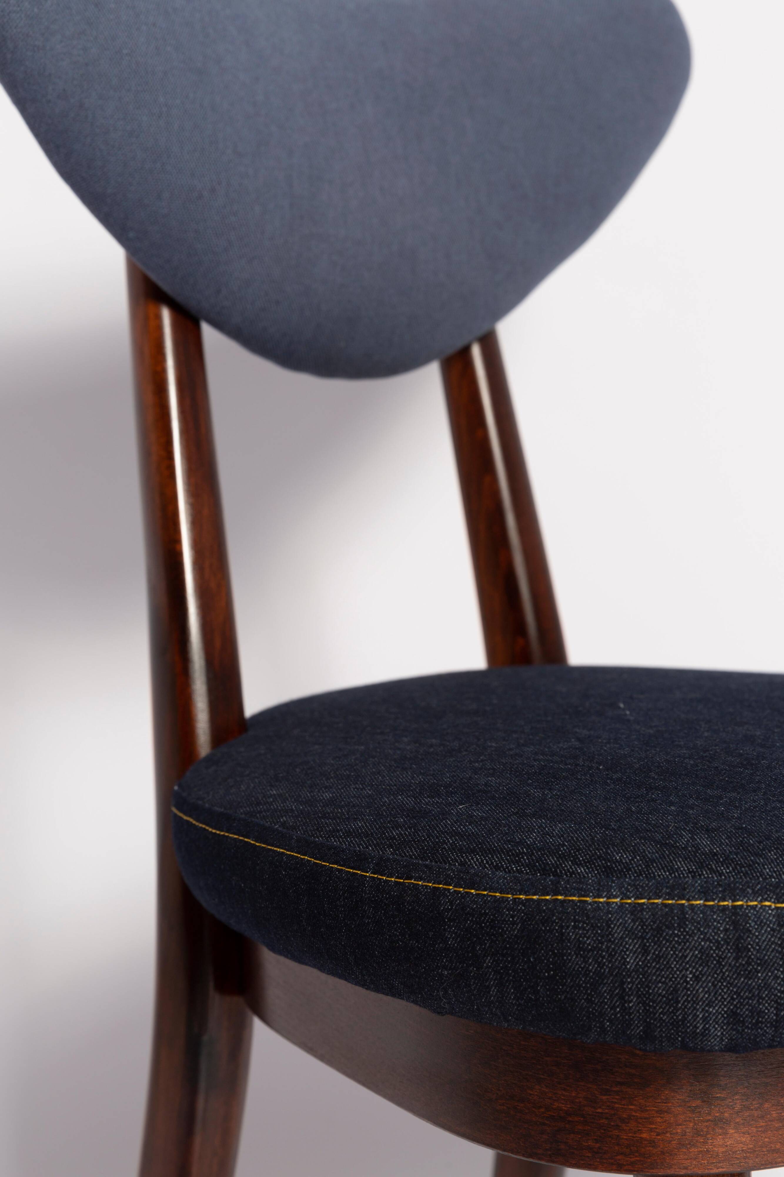 Chaise cœur en denim bleu moyen et foncé, milieu du 20ème siècle, Europe