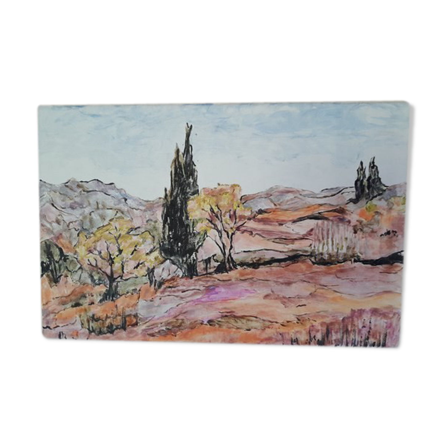 Small contemporary painting Provençal landscape