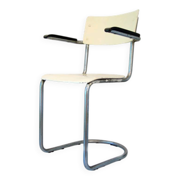 Gispen Vintage Tubular Chair – 1930s Dutch Design – White Retro Industrial