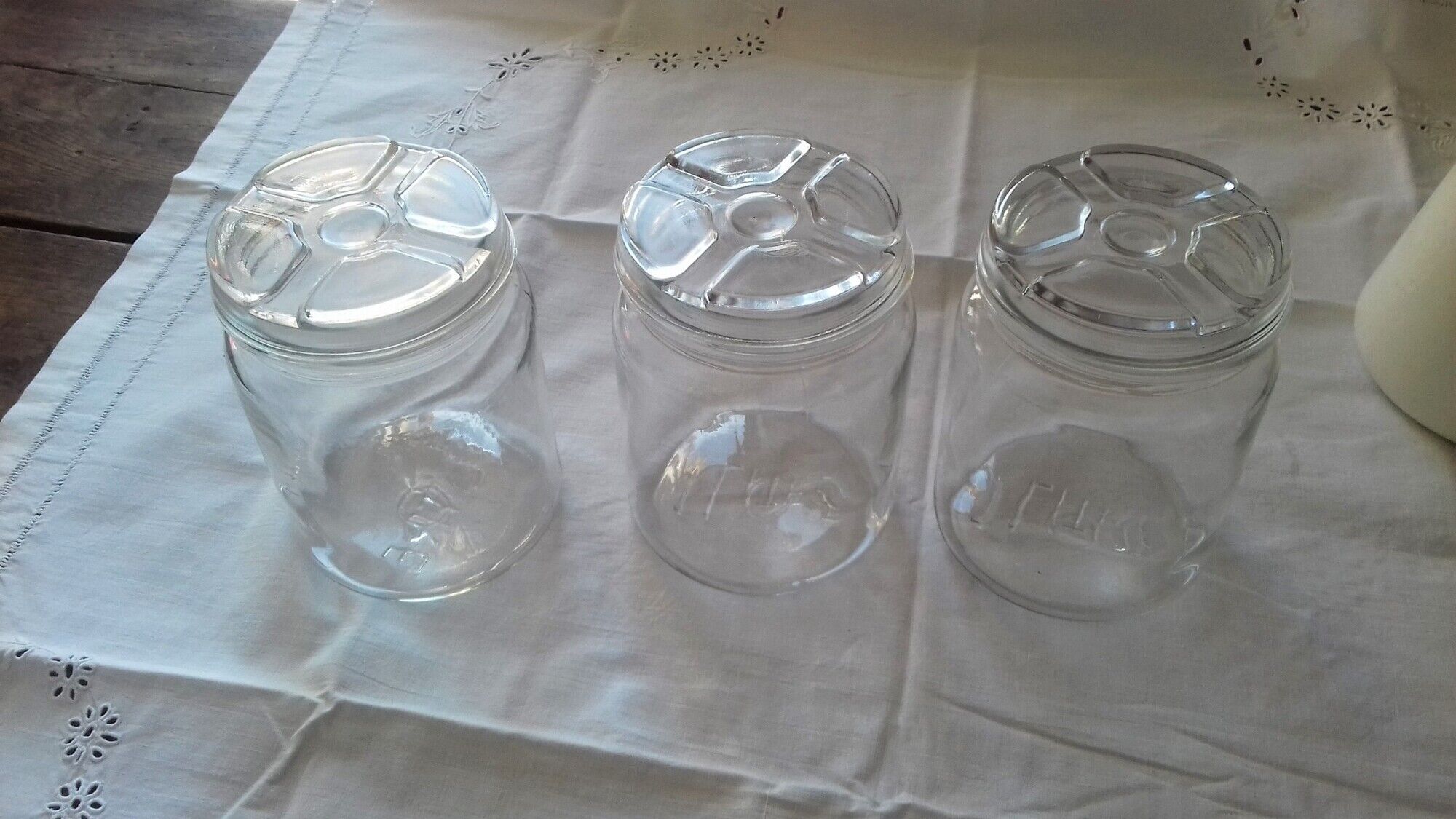 Lot 3 jars transparent glass 1 l