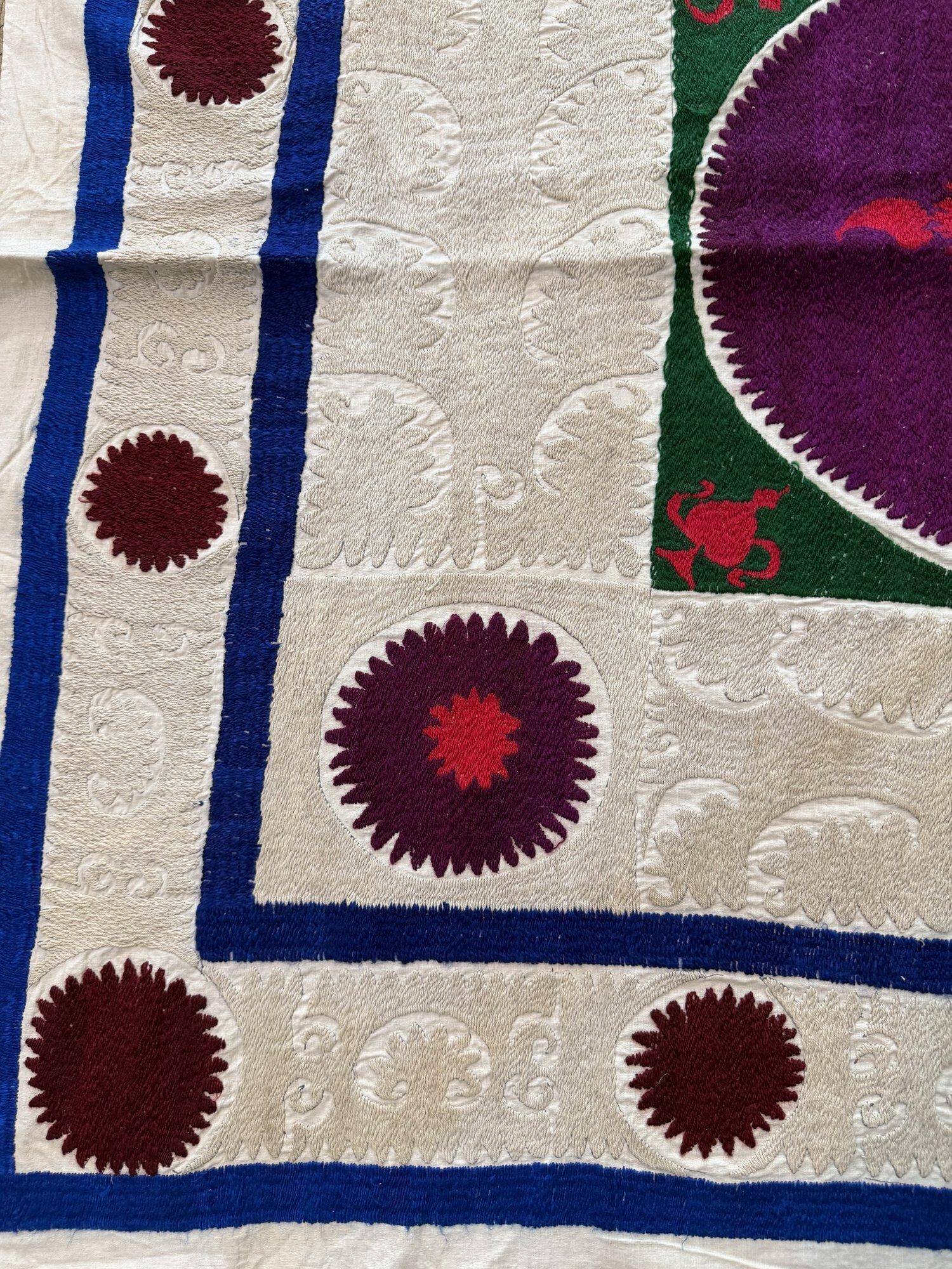 Vintage hand-embroidered tablecloth 129x132 cm