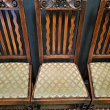Lot suite de 4 chaises et 2 fauteuils en chêne sculpté, pieds en bobine, années 1900