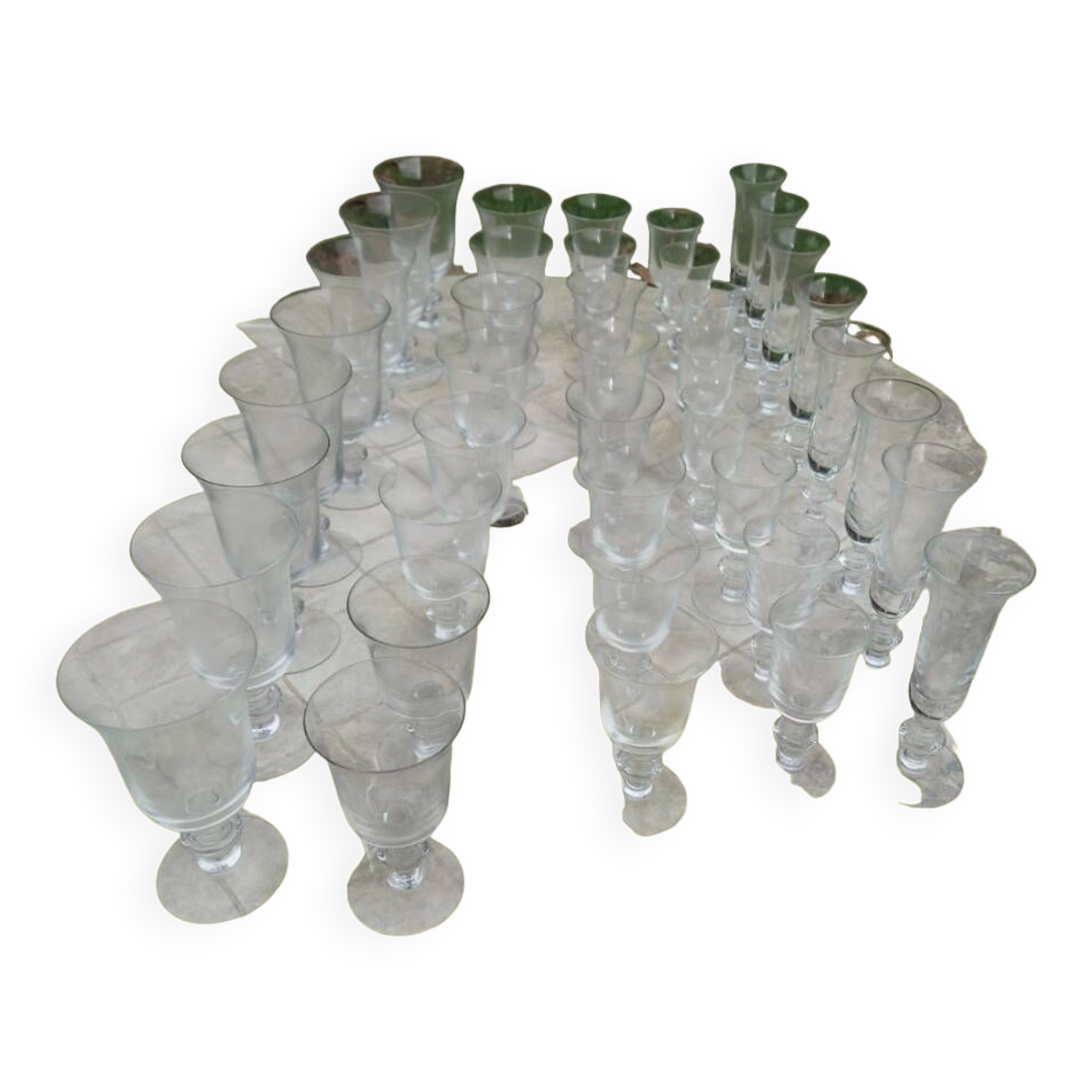 Set of 40 La Rochère Amitier crystal glasses from the 19th century + 8 replacements