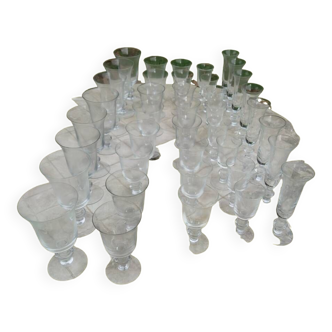 Set of 40 La Rochère Amitier crystal glasses from the 19th century + 8 replacements