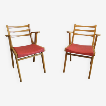 Pair of 1950s compass foot armchairs