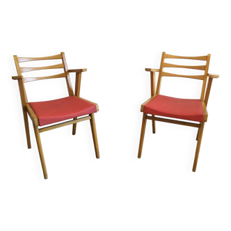 Pair of 1950s compass foot armchairs