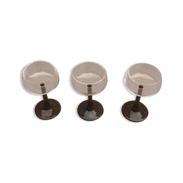 Set of 3 standing glasses Black rod Height: 140mm