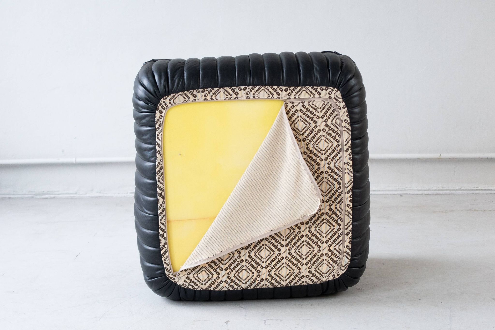Cinna Ligne Roset Black Leather Armchair attributed to Annie Hieronimus, 1970s