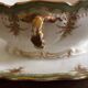 Vintage green Limoges porcelain gravy boat with gilt trim