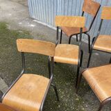 Lot de 10 chaises industrielles école dépareillées vintage mullca tube & bois french school chairs 6