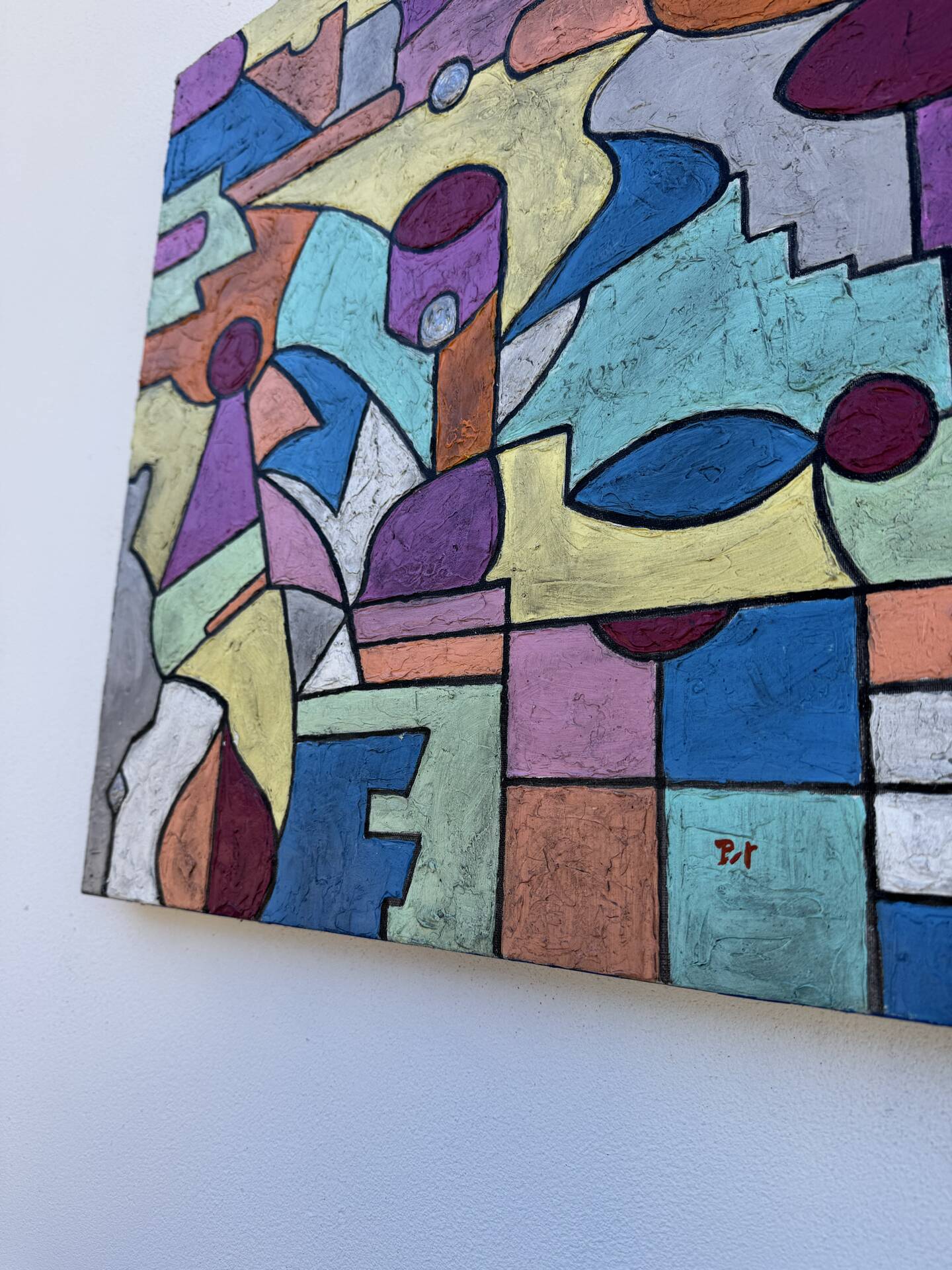 Abstract geometric coloured painting