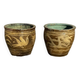 Two Antique Chinese Very Large Terracotta Dragon Plantation Pot...