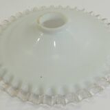 Vintage lampshade in white opaline glass with a transparent serrated edge – Globe