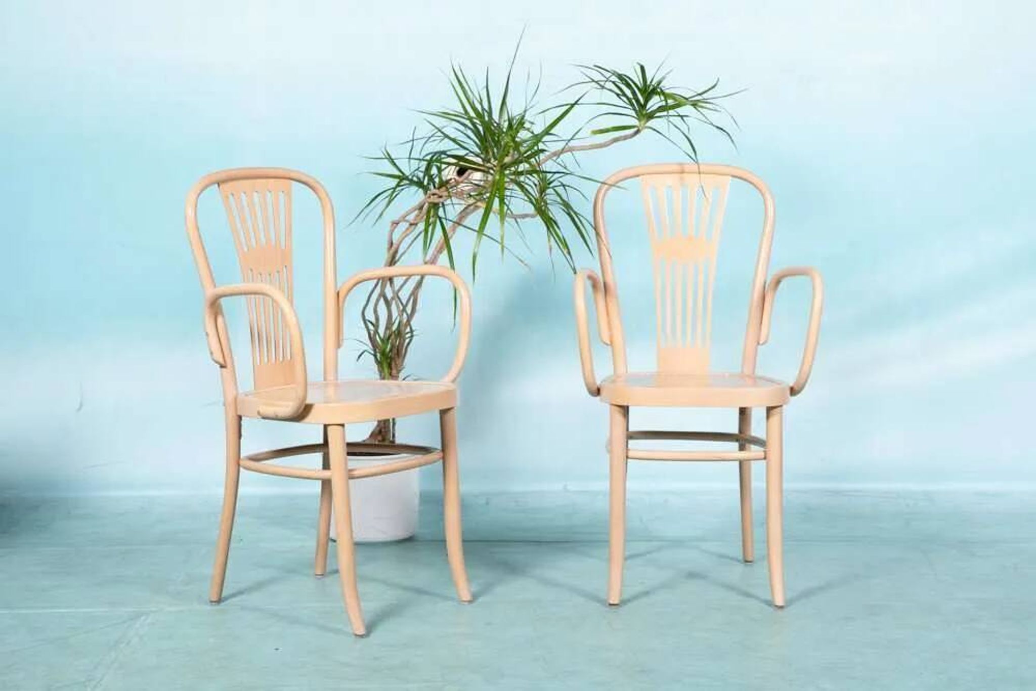 Ensemble de deux fauteuils en bois style Thonet, vintage rétro