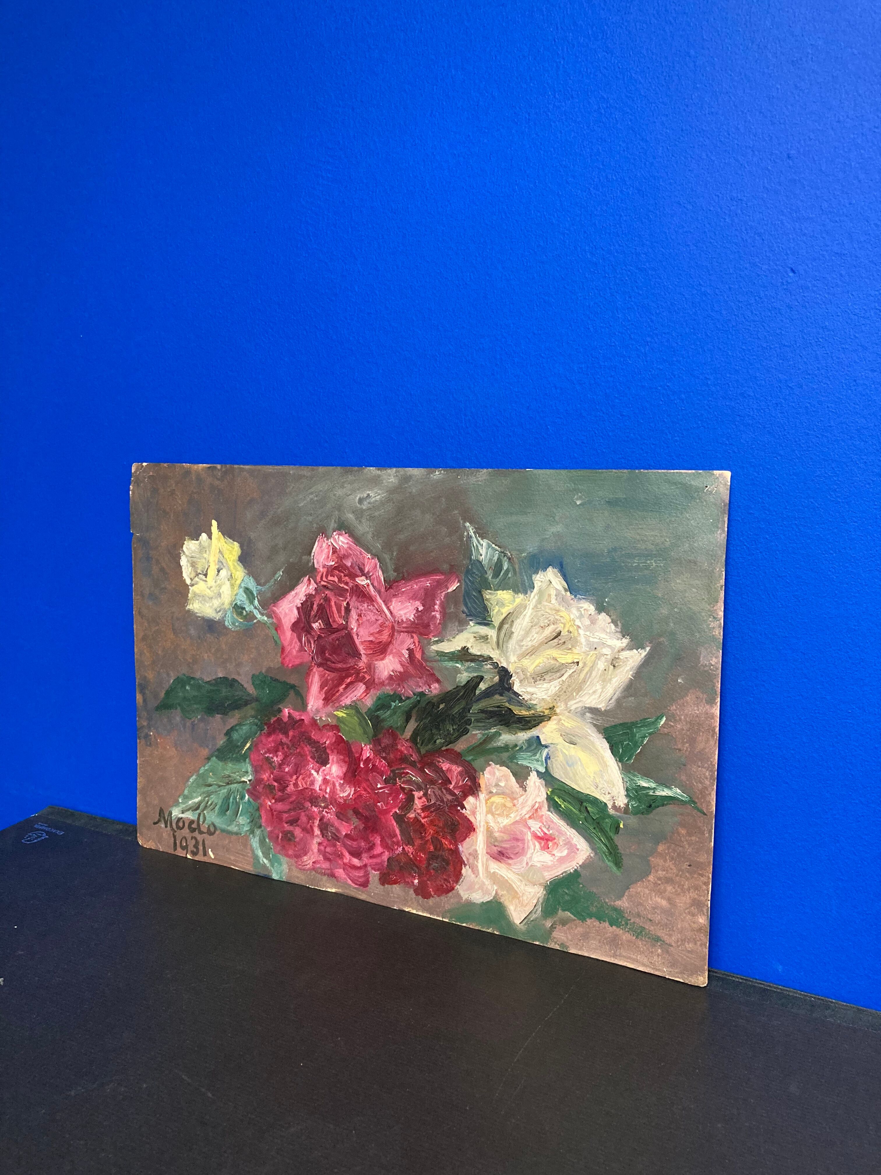 Peinture aux roses vintage