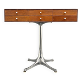 Rare small chest of drawers with 6 drawers, teak wood with chrome-plated base by George Nelson for Herman Miller, USA, 1950s