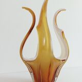 Mid-Century Modern Murano Glass Vase, Amber & Opal, Italy, 1960s