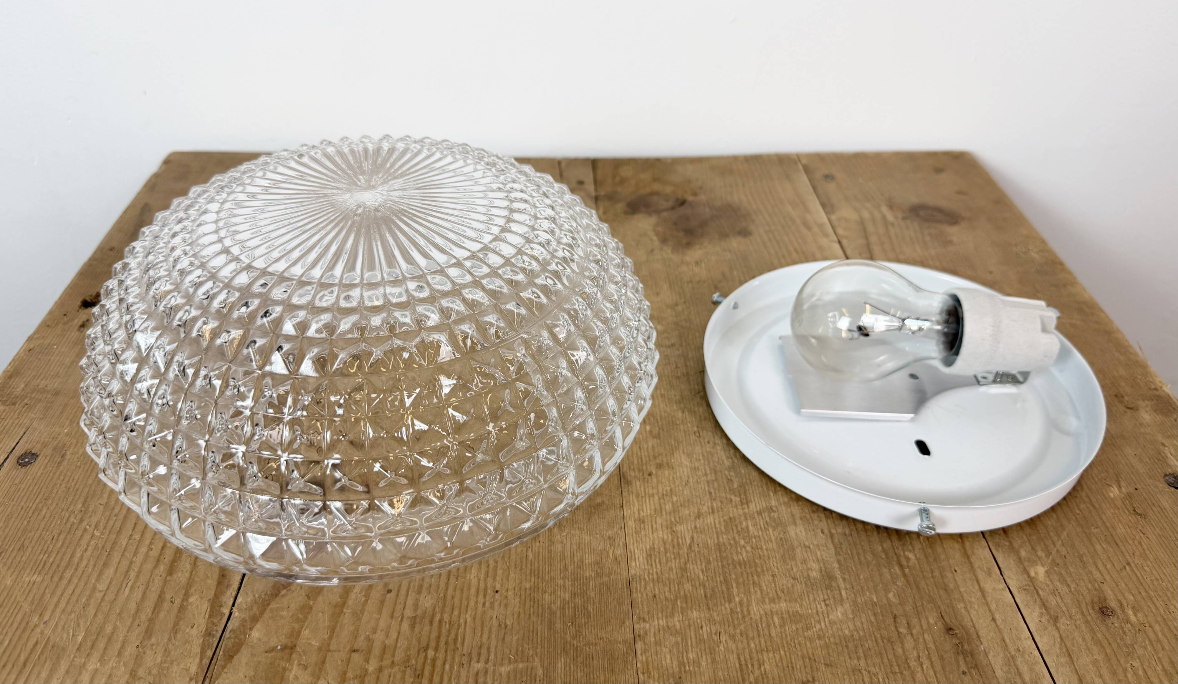 Vintage Glass Wall or Ceiling Light, 1970s