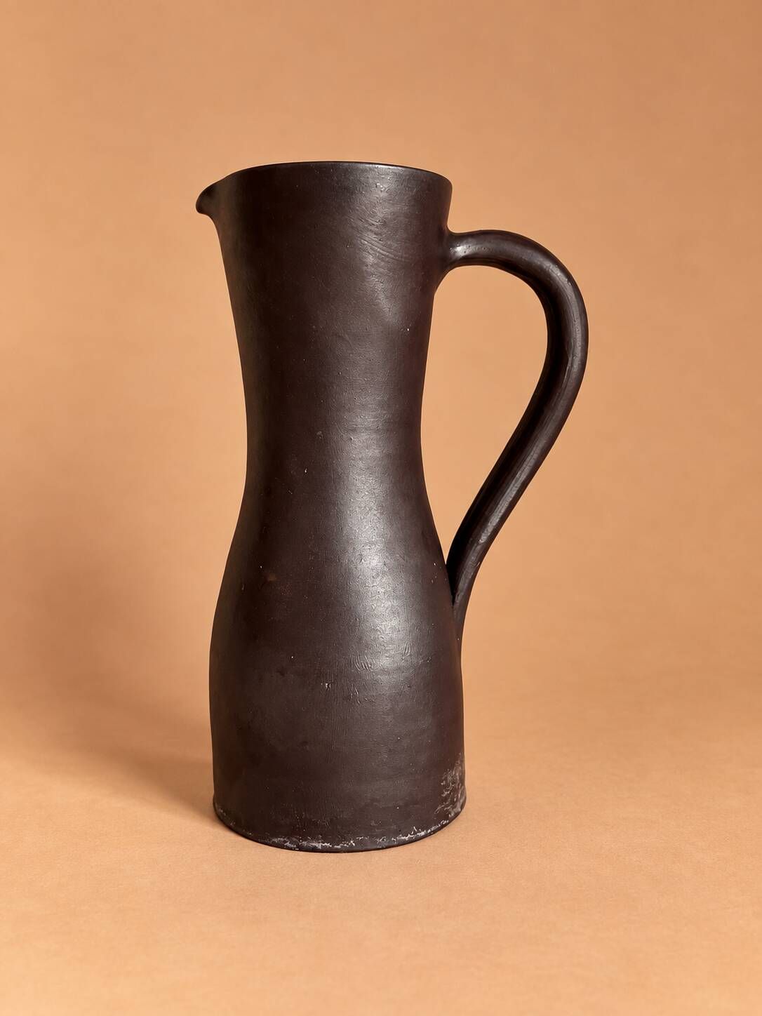 Brown stoneware jug, vintage wabi-sabi style