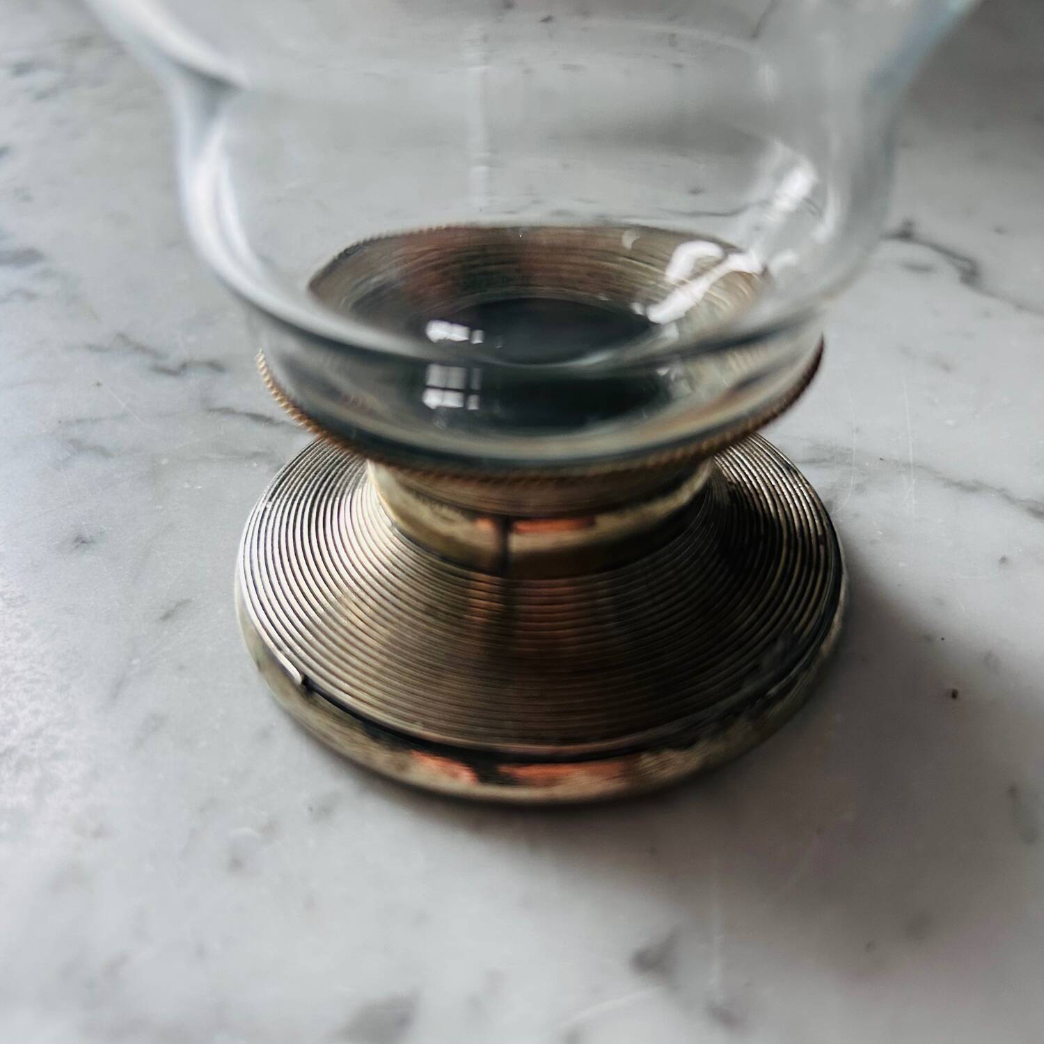 Antique glass with silver-plated metal base