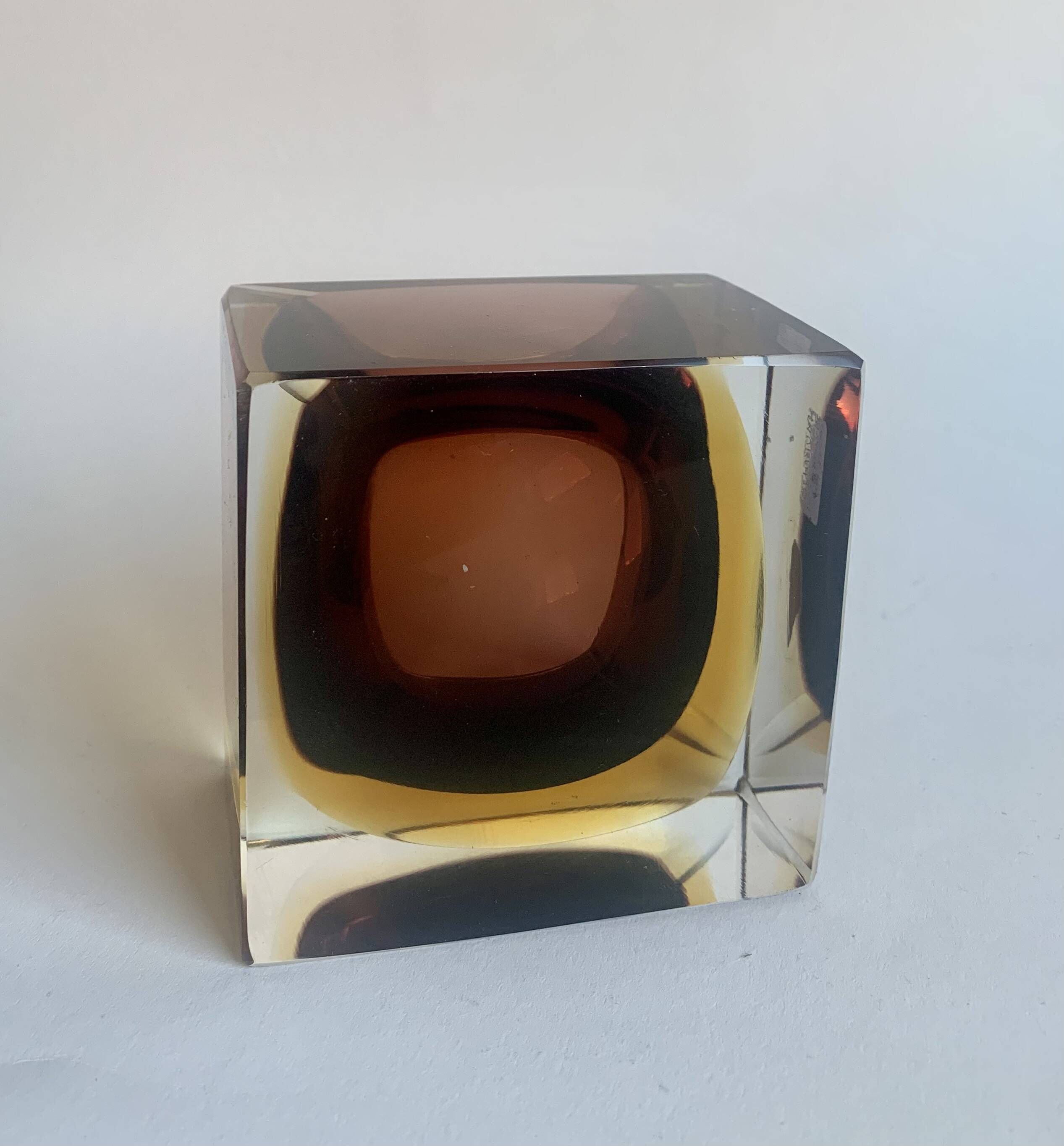 Sommerso Murano Glass Ashtray by Flavio Poli