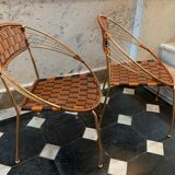 Series of 6 garden armchairs and patio Scoubidou', Italian Vintage Design 1950s