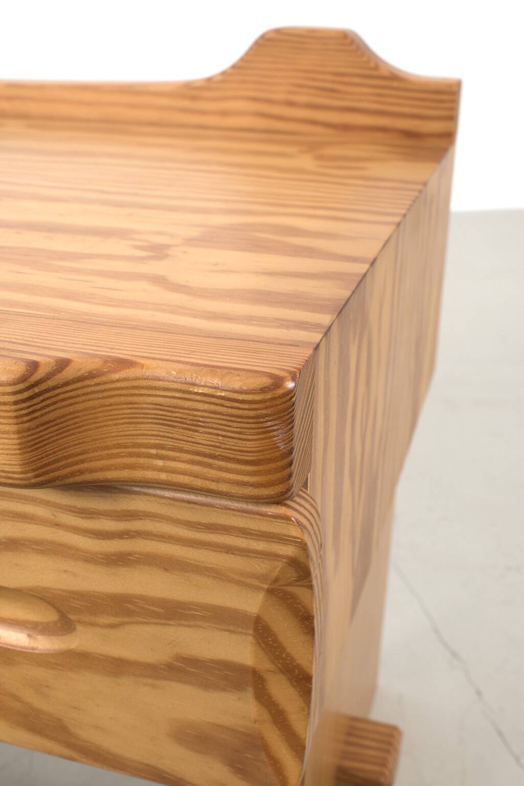 Set of 3 Brutalist cabinets in pine wood