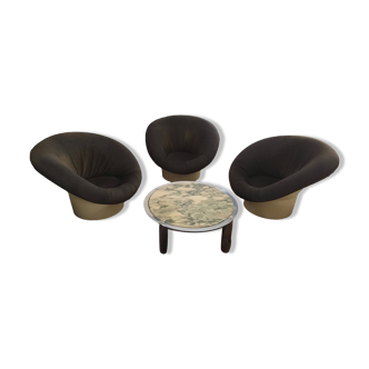 3 “Mushroom” Armchairs Space age 1970