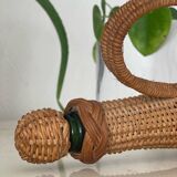 Grande bouteille en verre et osier