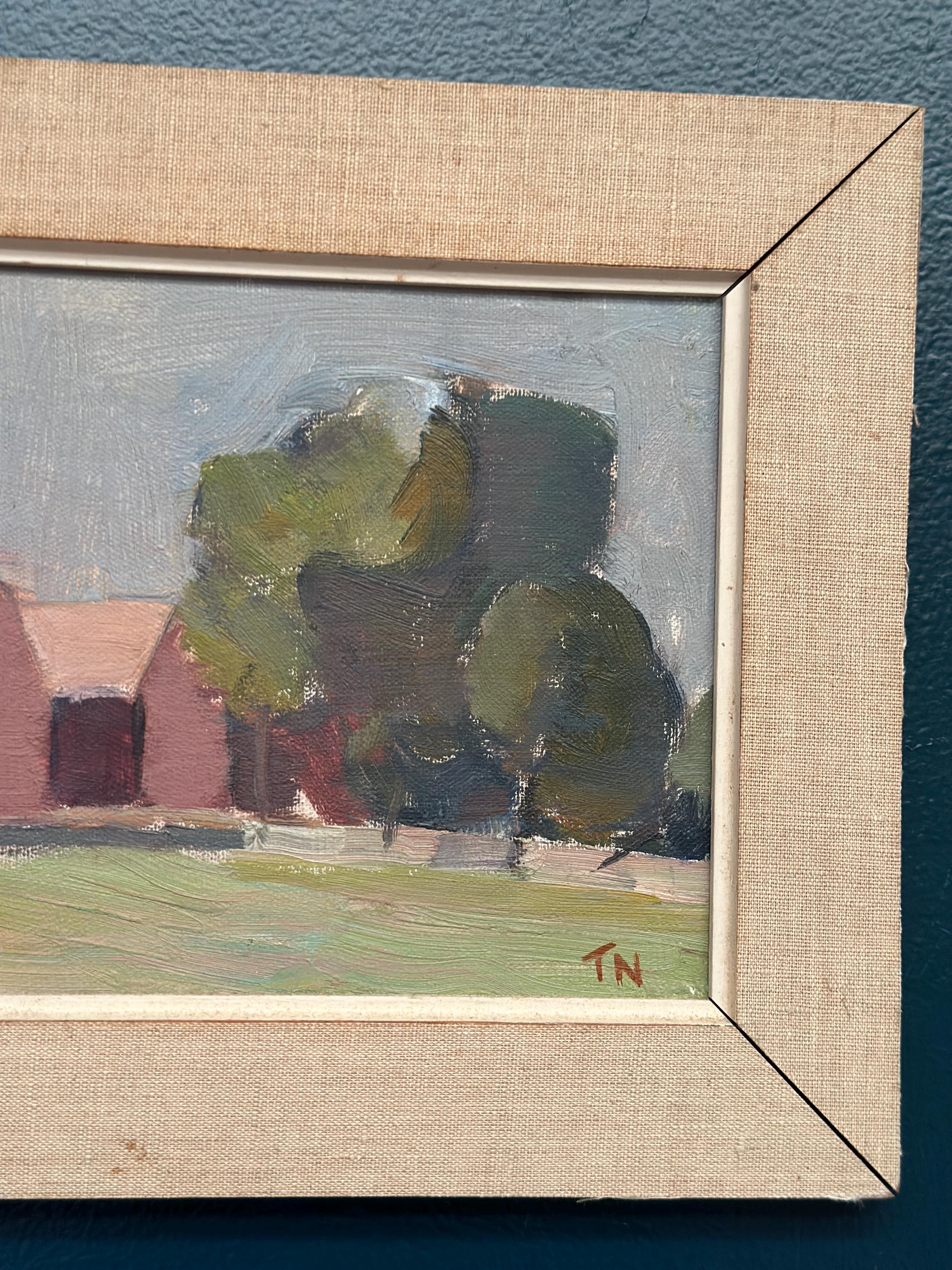 Huile su panneau suédoise – « Quartier silencieux » par Tage Nilsson