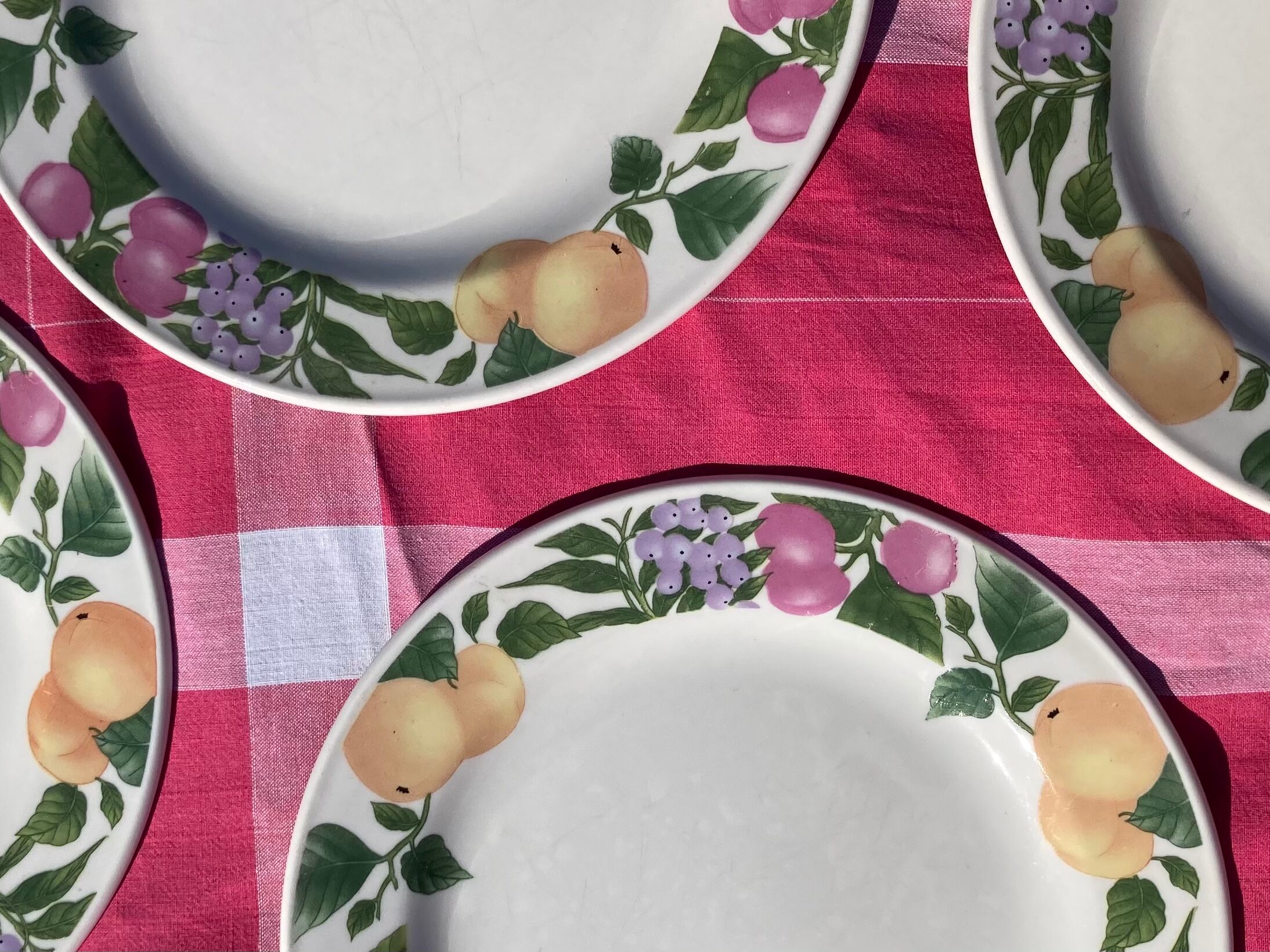 Old plates with fruit decoration