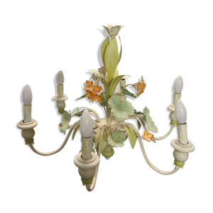 Lustre 6 branches en métal peint