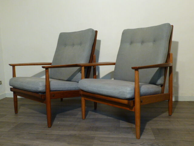 Pair of scandinavian armchairs in teak 1960
