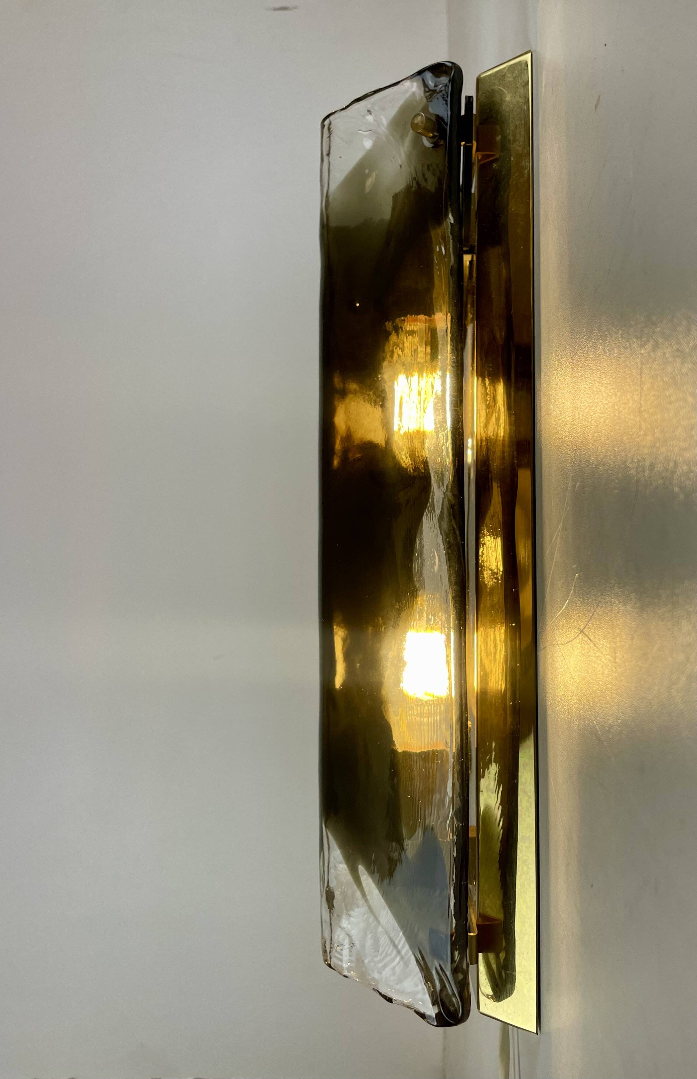 Murano & Brass Wall Lamps by J.T. Kalmar, Austria, 1960s