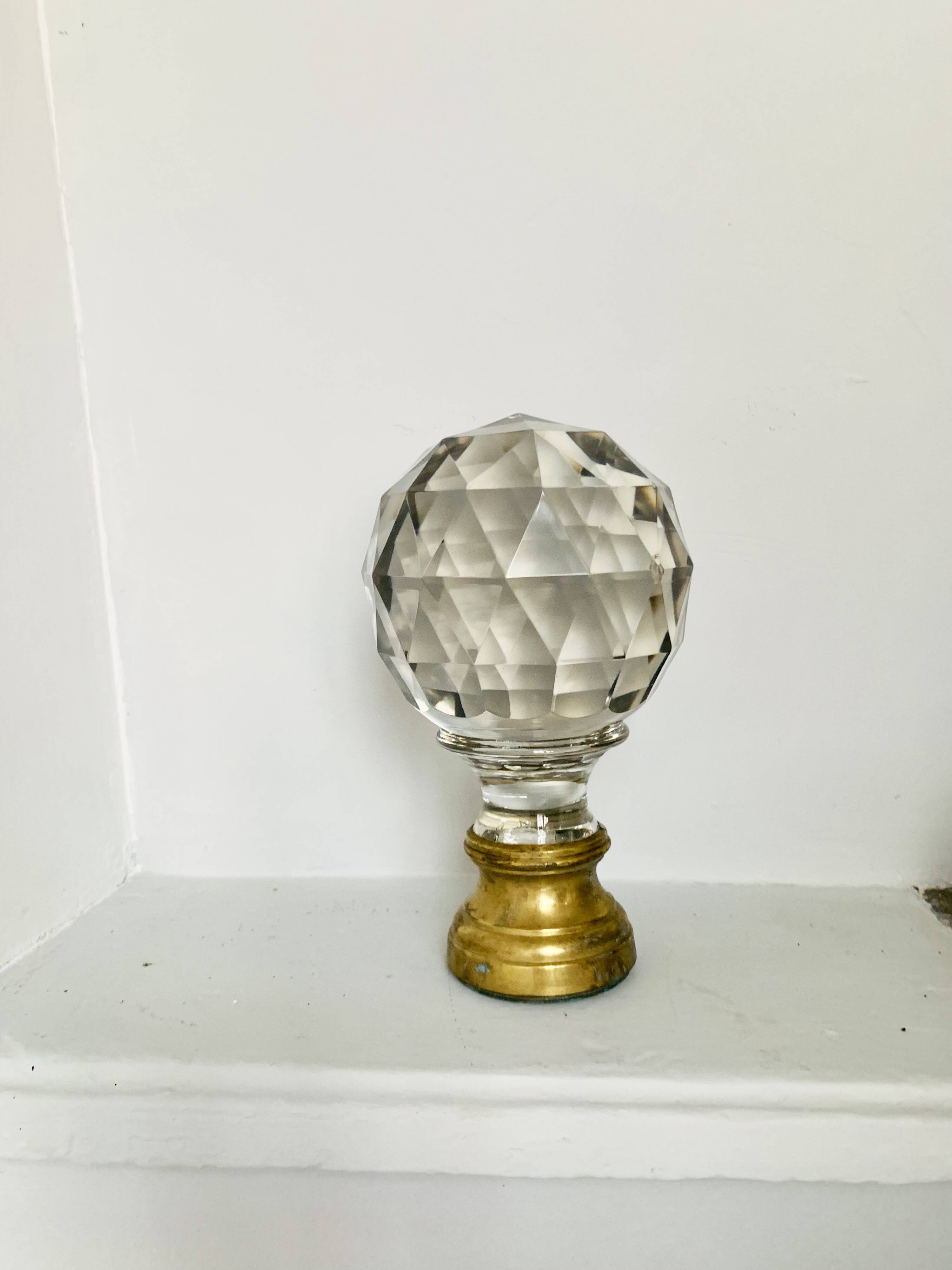 19th century crystal and bronze staircase ball