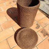 Vintage rope cylindrical basket