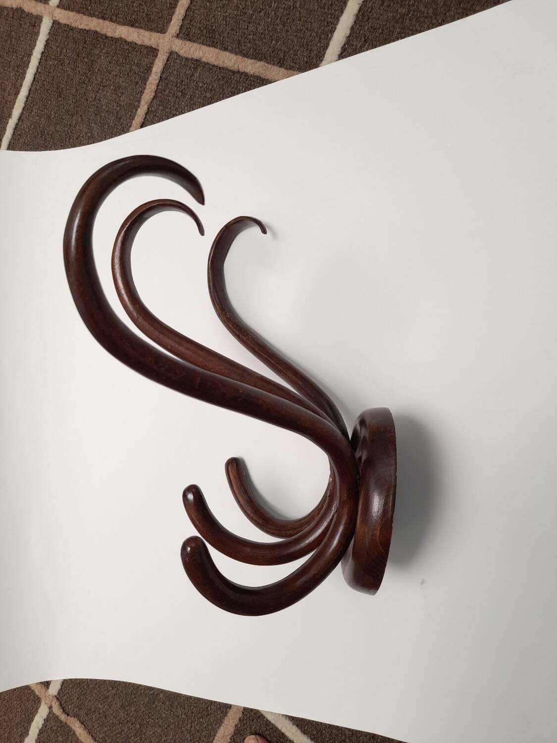 Thonet style curved wood wall coat rack