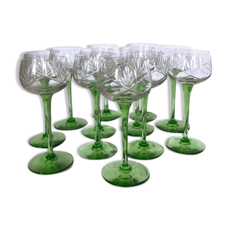 12 Cut Crystal White Wine Glasses