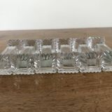 Set of six Art Deco glass knife holders