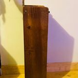 1980s solid wood bread bin decorated with a golden wheat sheaf