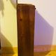 1980s solid wood bread bin decorated with a golden wheat sheaf