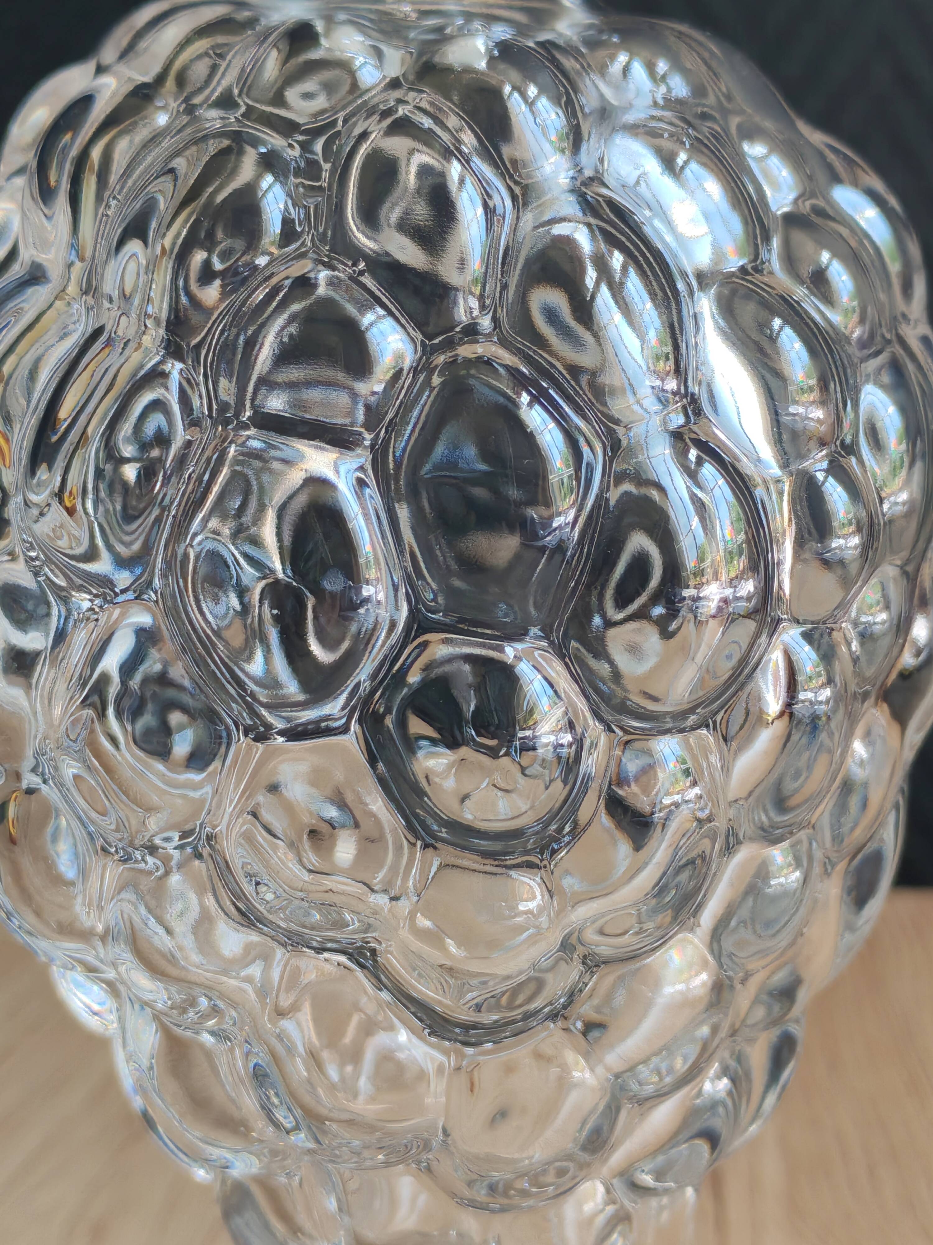 Carafe glass bottle moulded grape bunch vintage | Ball stopper