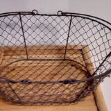 Duo of aged metal mesh baskets
