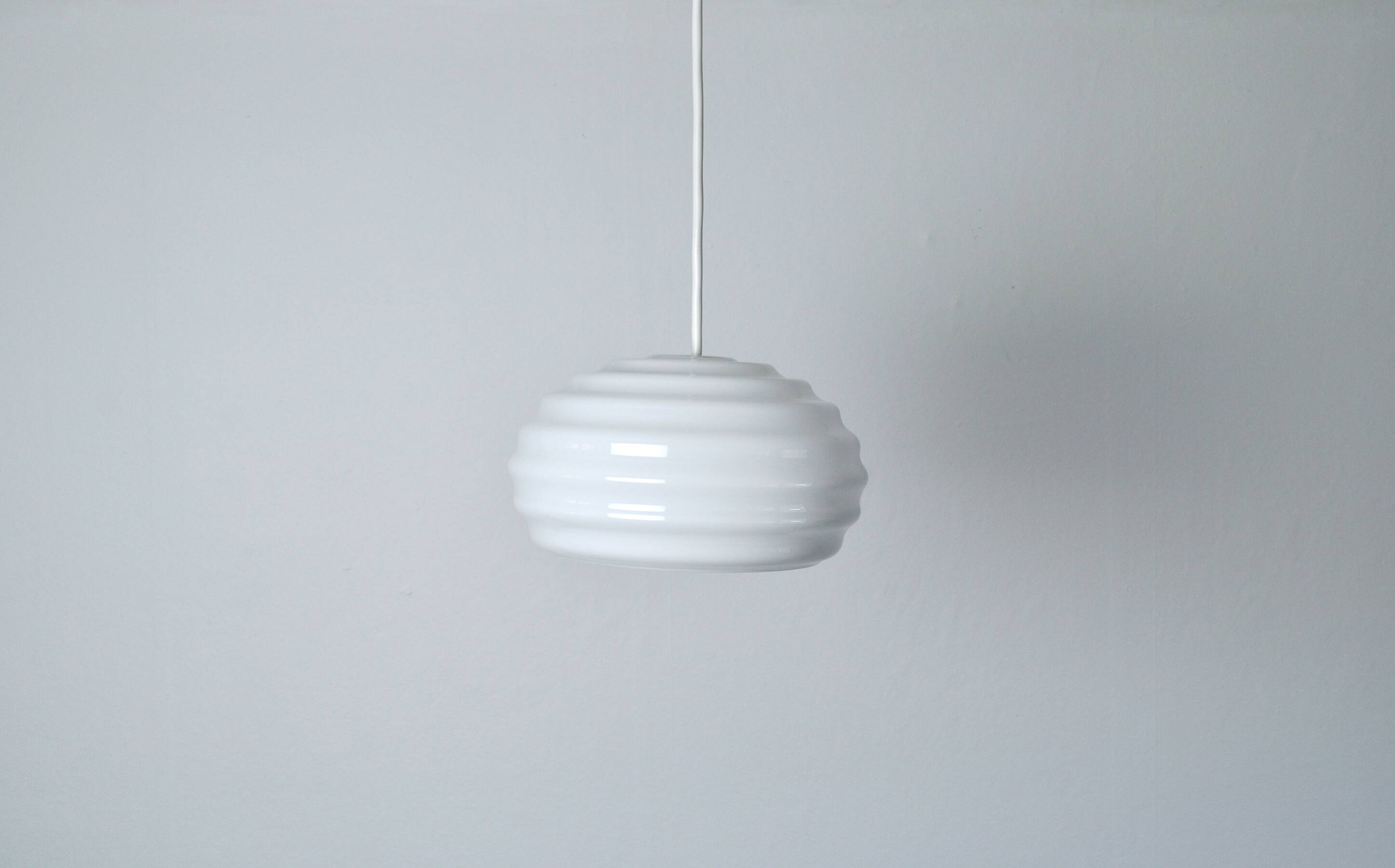 Verner Panton Opal Glass "New Wave" Pendant for Holmegaard, 1984
